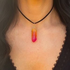 Sunset Quartz Crystal Choker Necklace